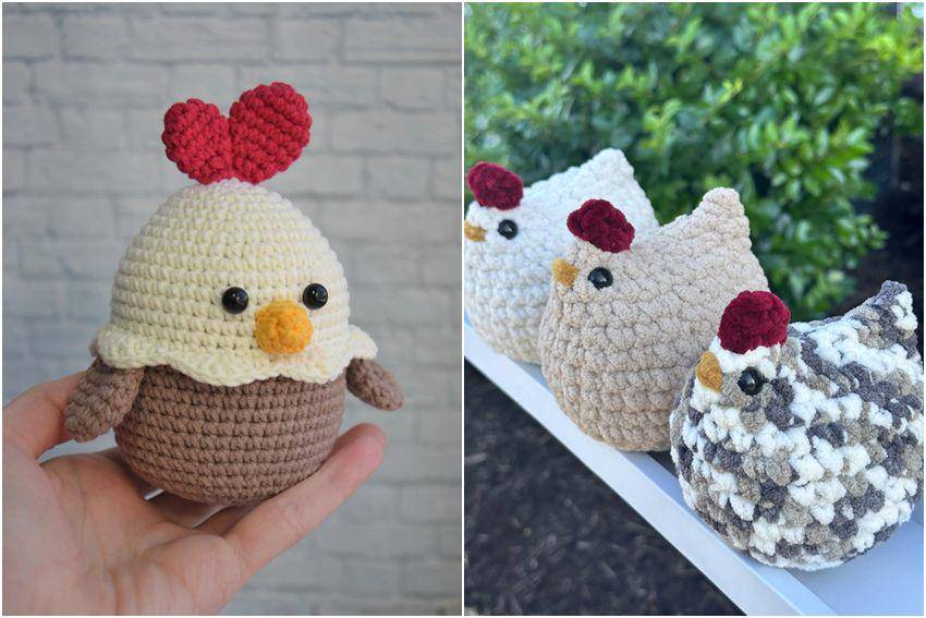 kolase potret rajutan tangan bentuk ayam (reddit.com/user/TatyanaCozyToys | reddit.com/user/Educational_Eye_3773)