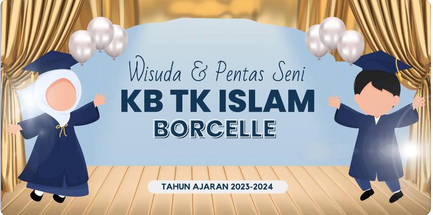 ilustrasi banner perpisahan KB TK Islam (canva.com/Kuning Jeruk Studio)