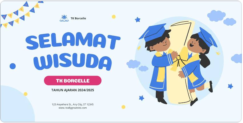 ilustrasi banner perpisahan TK (canva.com/Bee Creativa Media)