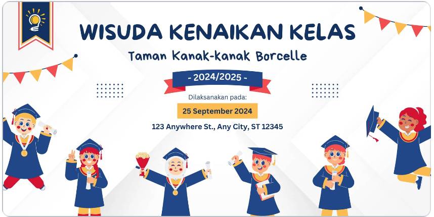 ilustrasi desain banner perpisahan TK (canva.com/Hyperine Design)