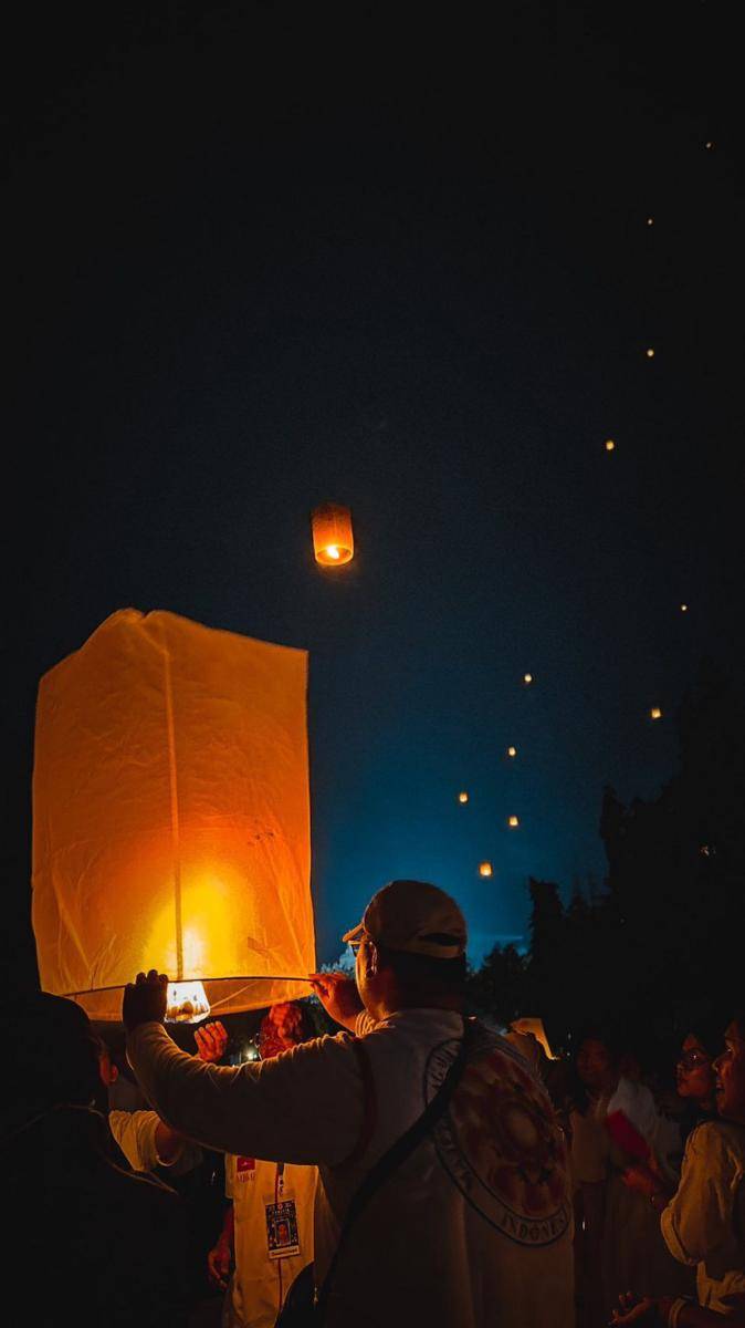 Potret festival lampion di Borobodur (x.com/nandalogic)