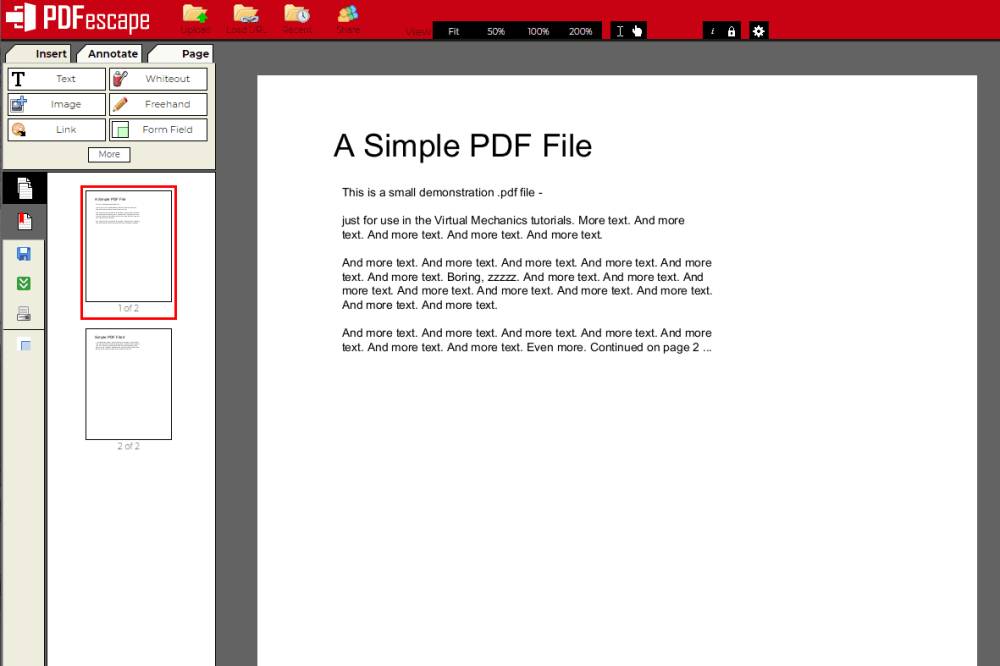 PDFescape (dok. PDFescape)