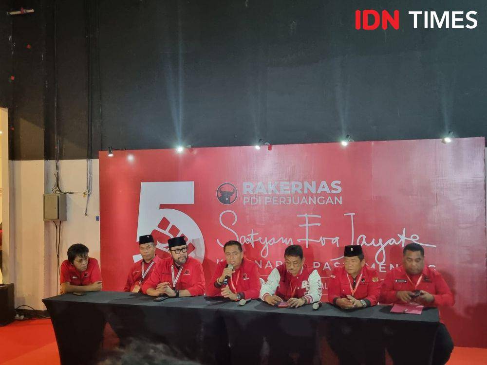 Konferensi pers sejumlah Kepala DPD PDIP di Rakernas V PDIP, Ancol, Jakarta Utara (IDN Times/Ilman Nafi'an)