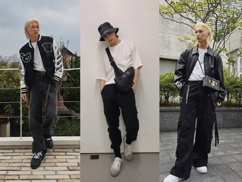 9 Inspirasi OOTD T-shirt Putih ala Felix Stray Kids, Stylish!