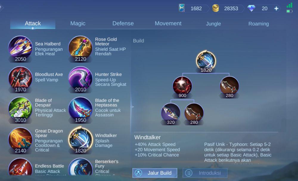 5 Hero MLBB Pengguna Wajib Item Windtalker, Attack Speed Gacor!