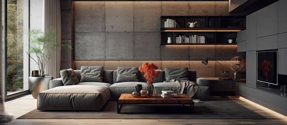 inspirasi desain ruang tamu industrial modern (vecteezy.com/naghiyev078357577)