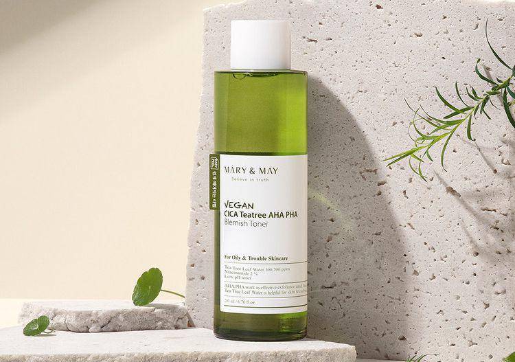 Mary and May - Vegan CICA Tea Tree AHA PHA Blemish Toner (dok. Mary and May)
