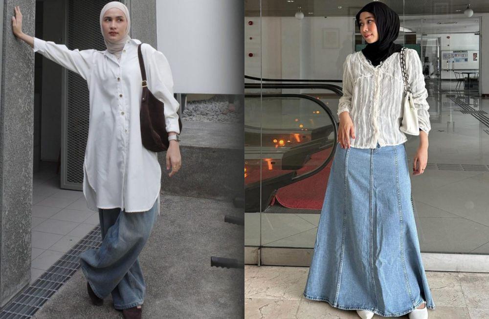 9 Ide Outfit Hijab Atasan Putih dan Jeans, Anti Gagal!