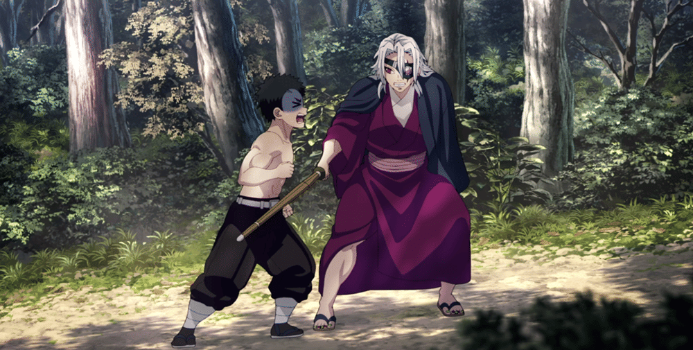 Tengen mengawasi latihan kebugaran (dok. Ufotable/ Kimetsu no Yaiba Season 4 Hashira Training Arc)