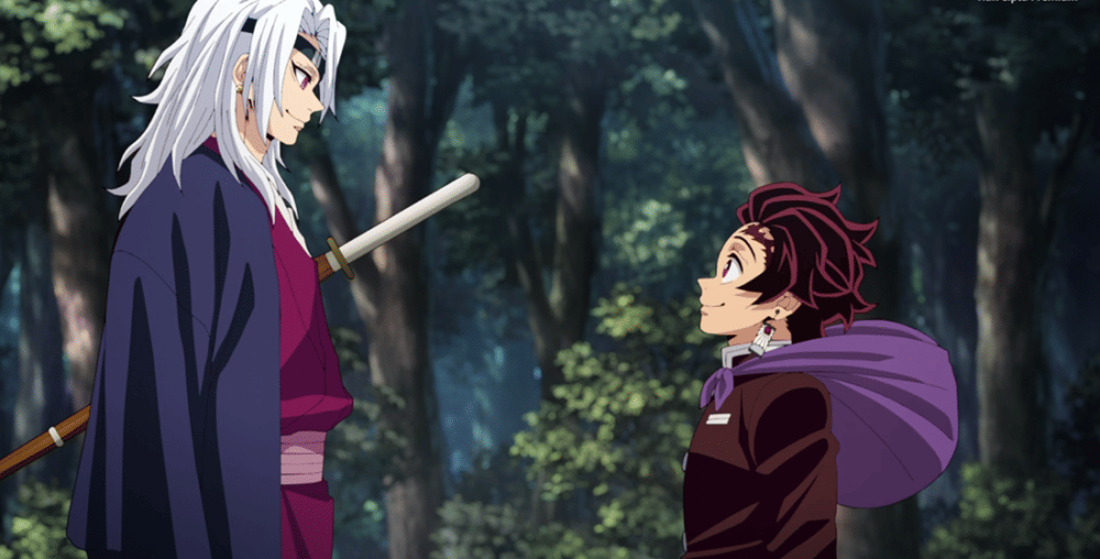 Tanjiro mengikuti pelatihan dari Tengen (dok. Ufotable/ Kimetsu no Yaiba Season 4 Hashira Training Arc)