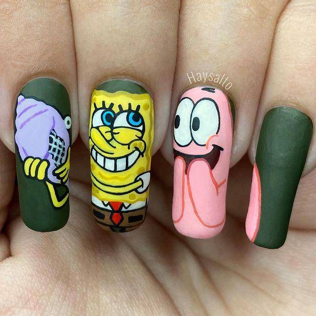 Inspirasi nailart Spongebob Squarepants (Instagram.com/haysalto)