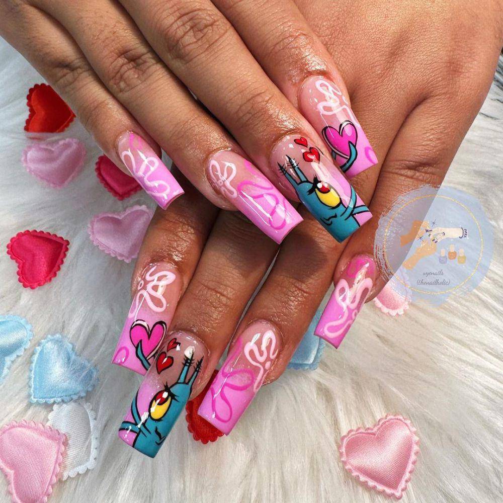 Inspirasi nailart Spongebob Squarepants (Instagram.com/uyenails)