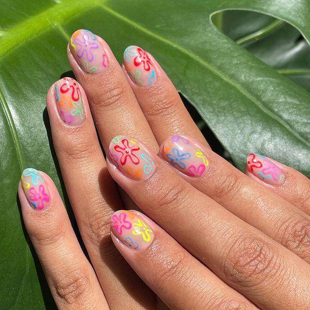 Inspirasi nailart Spongebob Squarepants (Instagram.com/mannequin.hands)