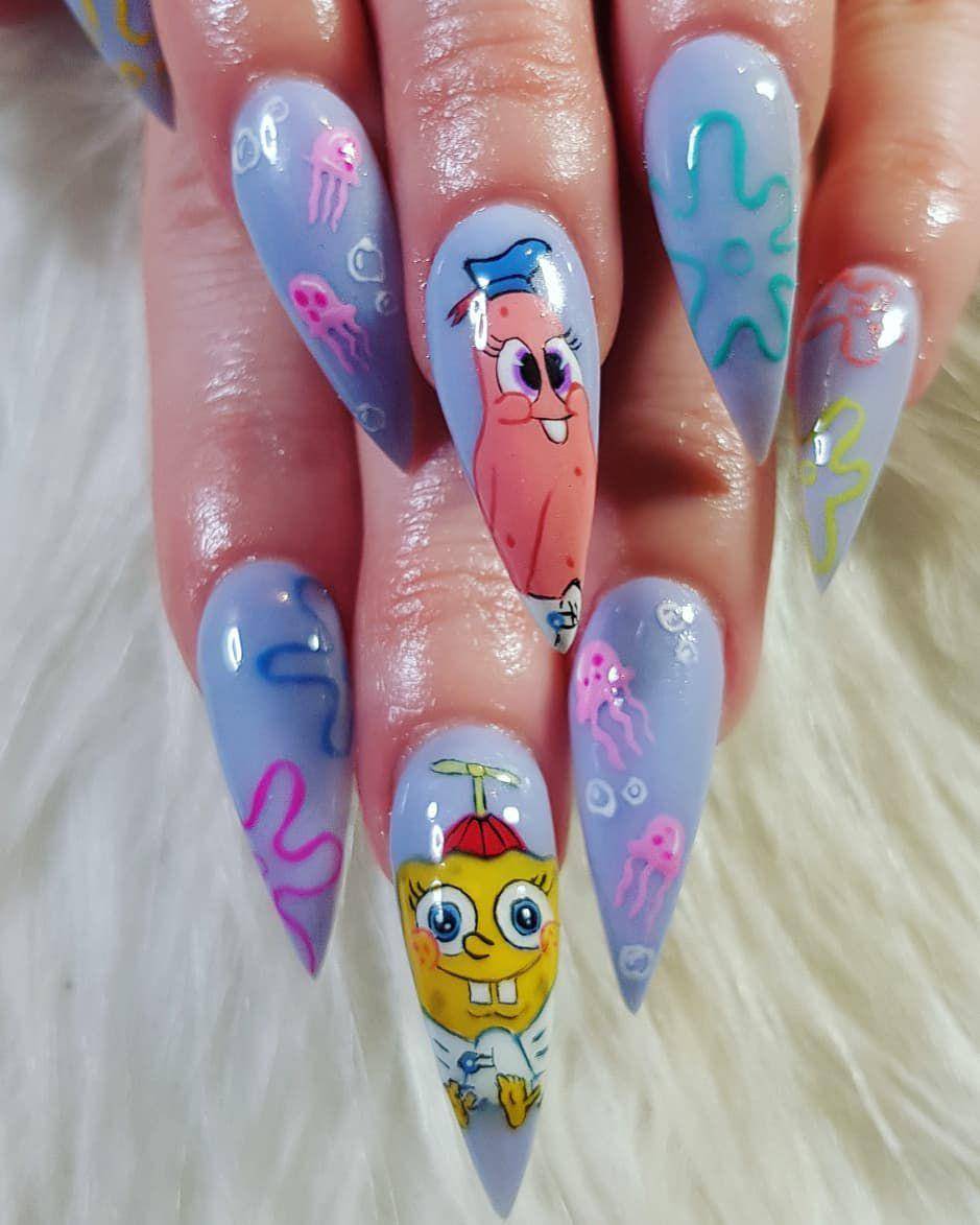 Inspirasi nailart Spongebob Squarepants (Instagram.com/mermaidculture)