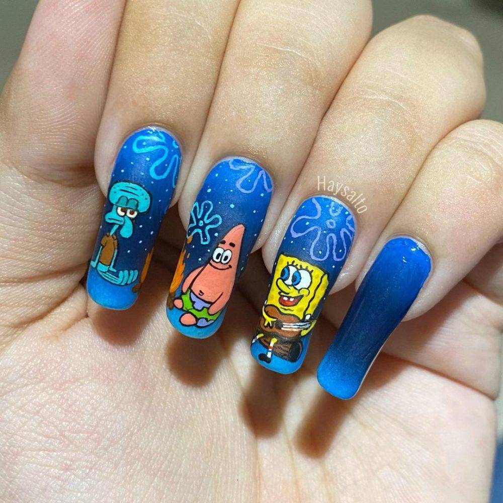 Inspirasi nailart Spongebob Squarepants (Instagram.com/haysalto)