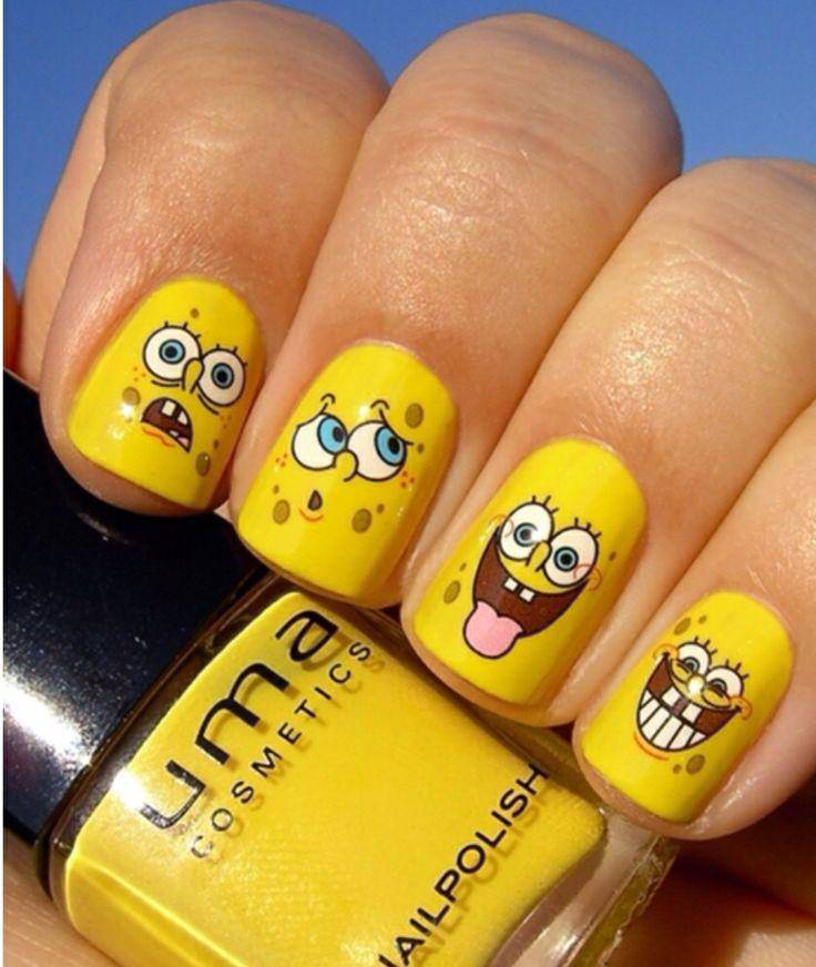 Inspirasi nailart Spongebob Squarepants (Pinterest.com/Becka Eisbrenner)