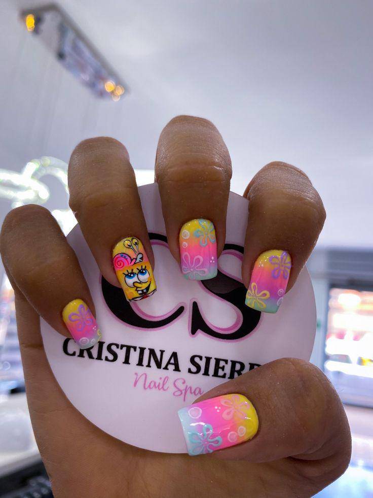 Inspirasi nailart Spongebob Squarepants (Pinterest.com/Cristina Sierra Nail)