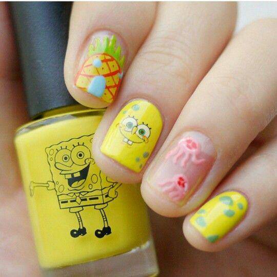 Inspirasi nailart Spongebob Squarepants (Pinterest.com/Annette Kovalenko)