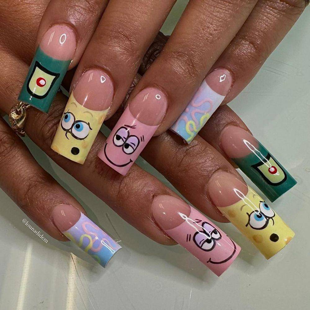 Inspirasi nailart Spongebob Squarepants (Instagram.com/lounadidem)