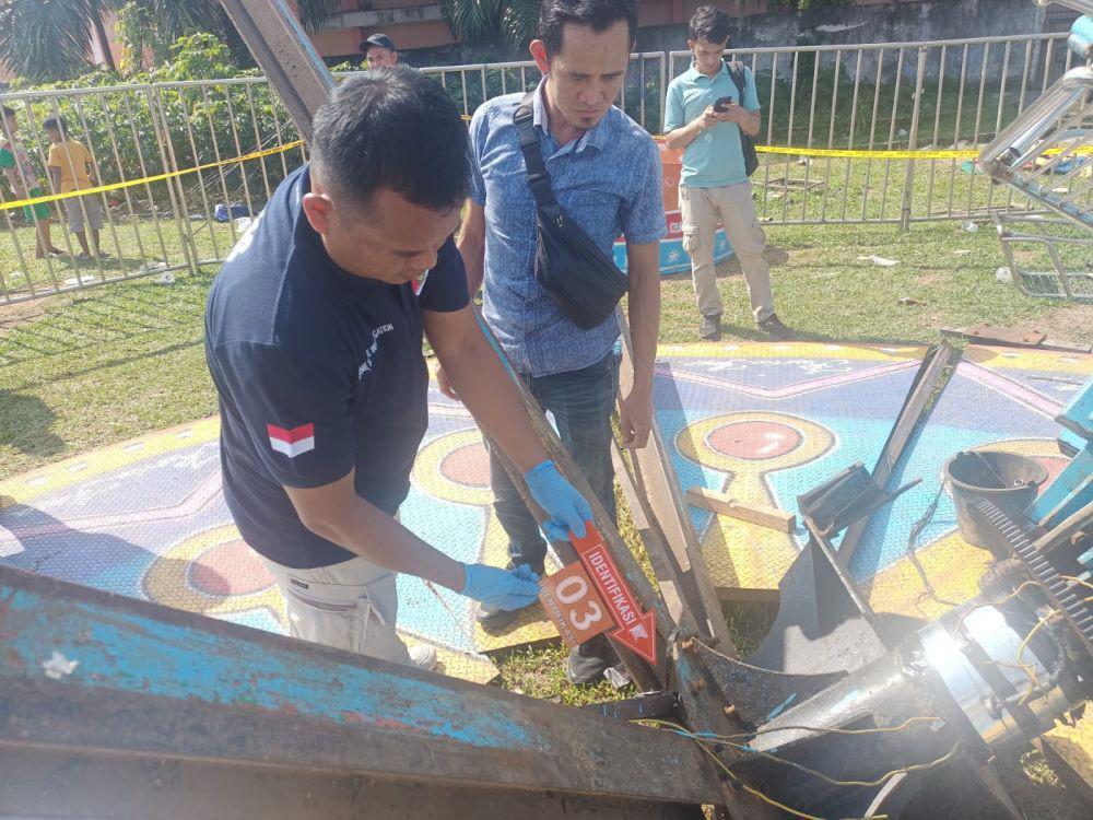 Barang Bukti Insiden Wahana Ontang-anting Ambruk di Way Kanan Disita