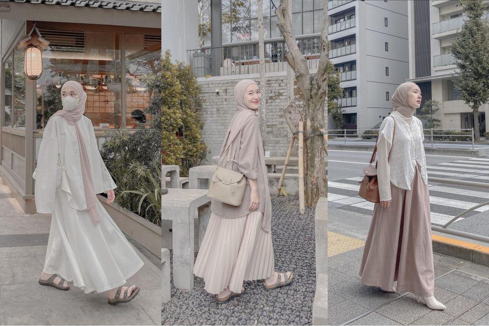 9 OOTD Rok Hijab ala Denisa Rani, Serba Longgar tapi Modis