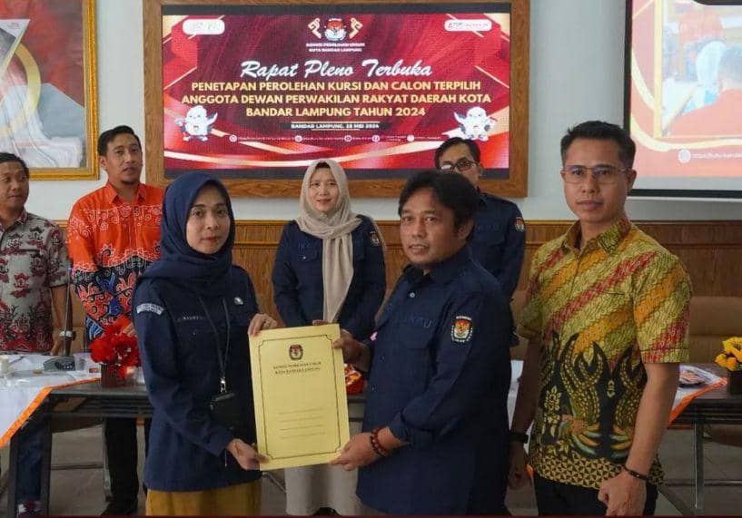 Sah! KPU Bandar Lampung Tetapkan Perolehan Kursi dan 50 Caleg Terpilih