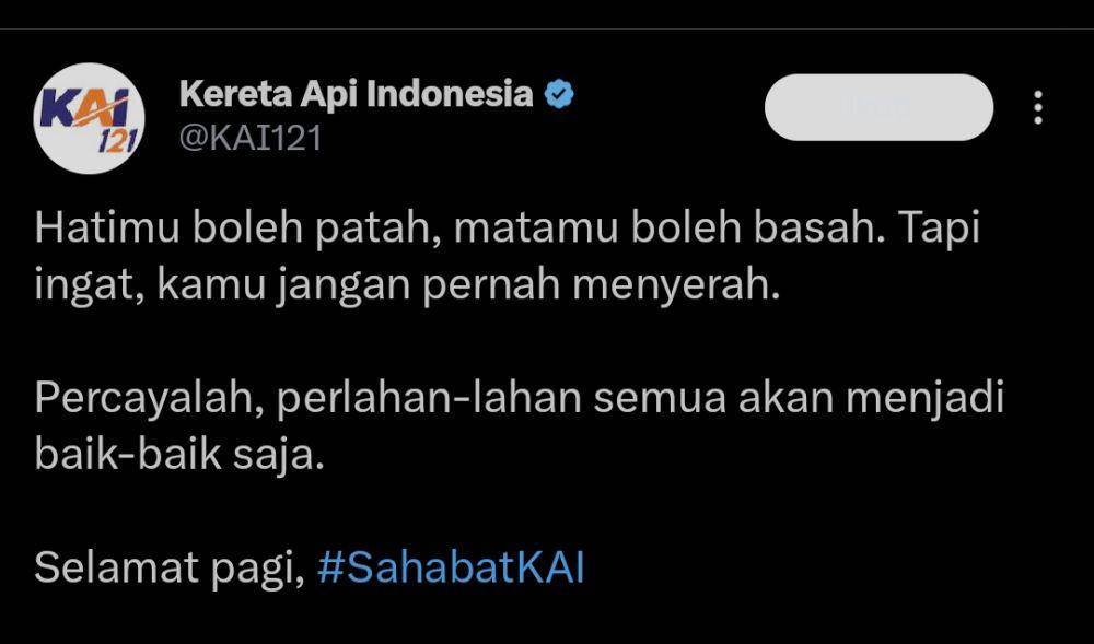tweet lucu akun KAI (x.com/KAI121)