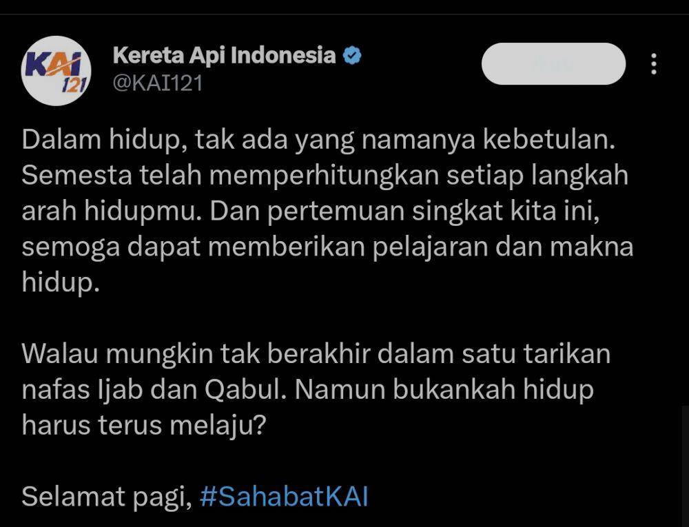 tweet lucu akun KAI (x.com/KAI121)