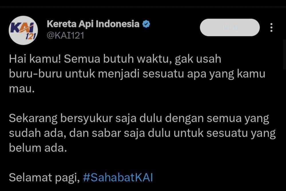 tweet lucu akun KAI (x.com/KAI121)