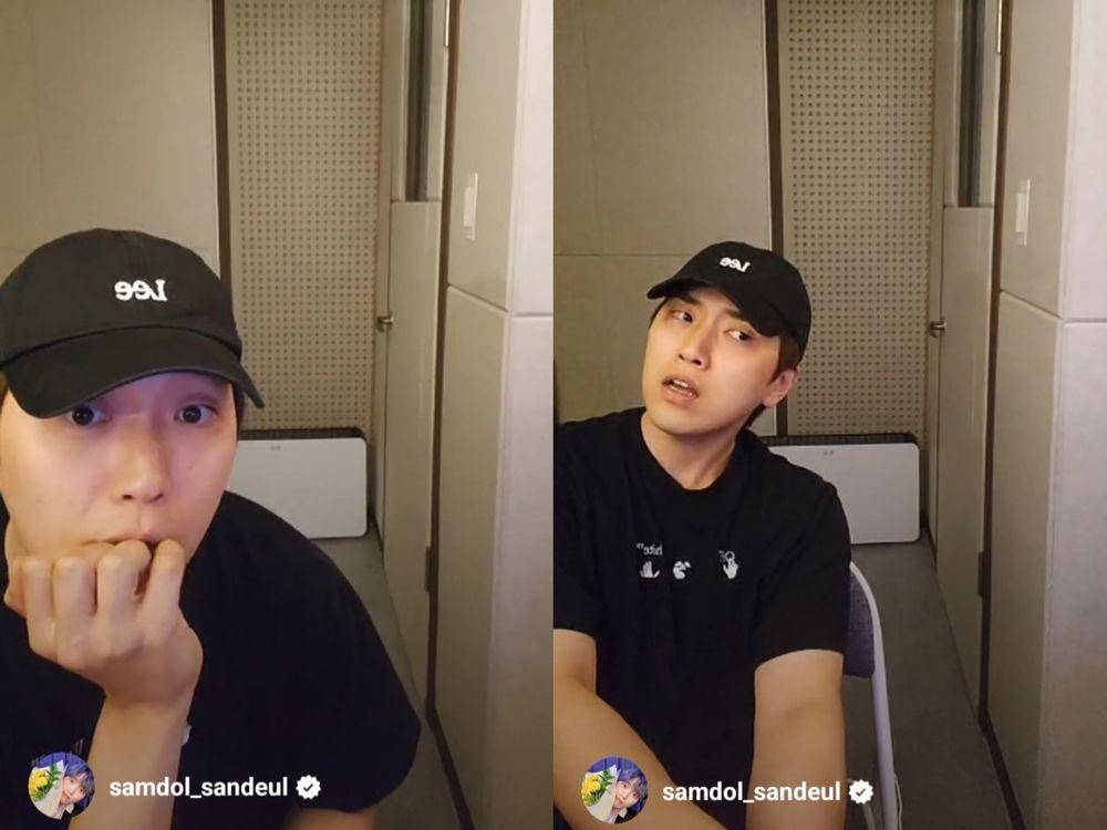 Reaksi Sandeul mendengar Sudden Shower. (instagram.com/samdol_sandeul)