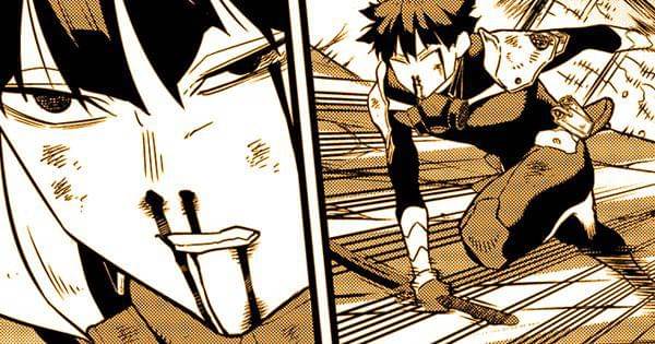 Soshiro tetap memaksa bergerak meski terluka parah ( Dok. Shueisha / Kaiju No. 8  )