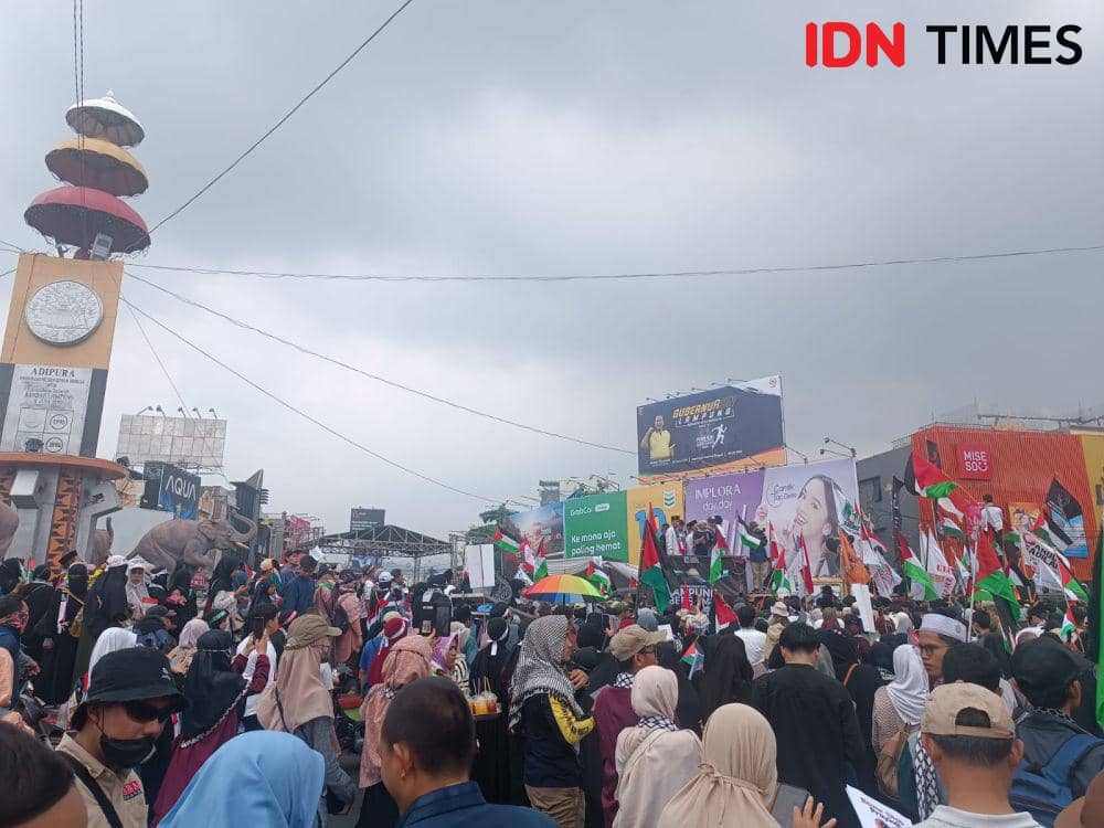 Aksi Aliansi Lampung Bersama Palestina Part II di Bandar Lampung, Sabtu (1/6/2024). (IDN Times/Tama Yudha Wiguna).