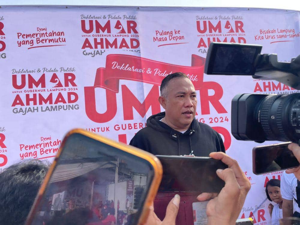 Deklarasi, Pidato Politik dan Jalan Sehat 1 Juni 2024: Umar Ahmad untuk Lampung di Tugu Adipura, Bandar Lampung, Sabtu (1/6/2024). (IDN Times/Istimewa) .