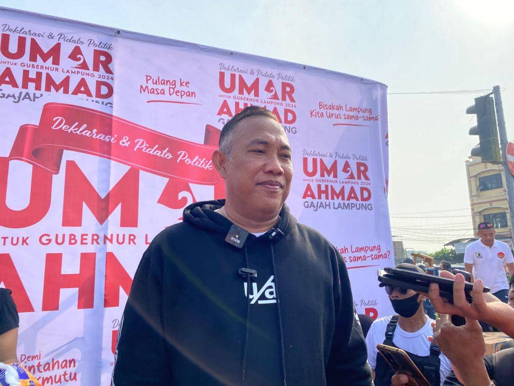 Deklarasi, Pidato Politik dan Jalan Sehat 1 Juni 2024: Umar Ahmad untuk Lampung di Tugu Adipura, Bandar Lampung, Sabtu (1/6/2024). (IDN Times/Istimewa) .