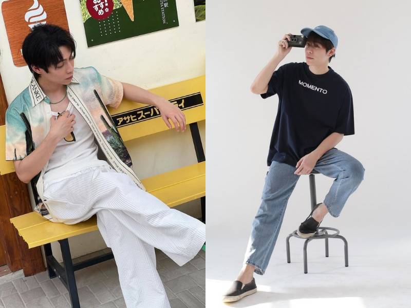 outfit kasual ala Kanaphan Puitrakul (instagram.com/first.kp)