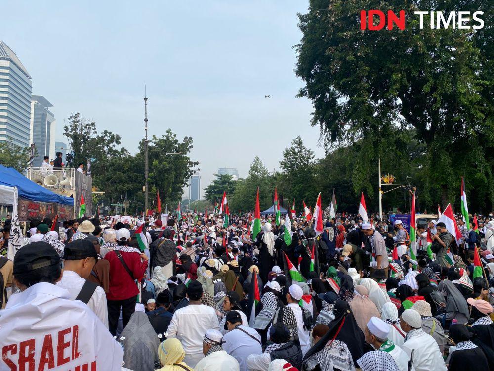 Aksi Bela Palestina Digelar di Depan Kedubes AS Jakarta