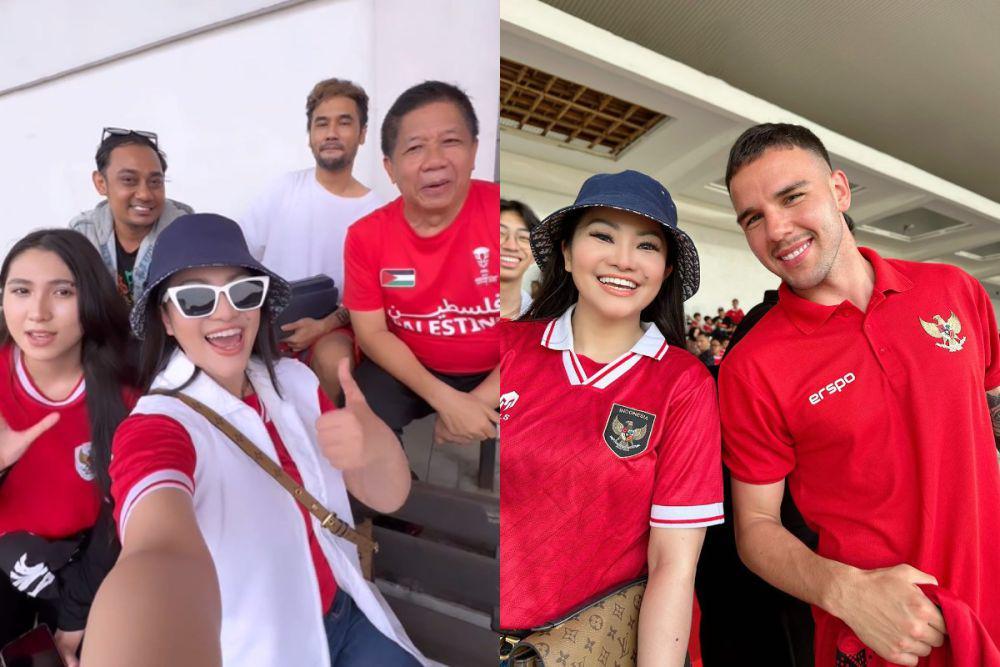 7 Momen Fitri Carlina Nonton Timnas vs Tanzania, Jumpa Calvin Verdonk