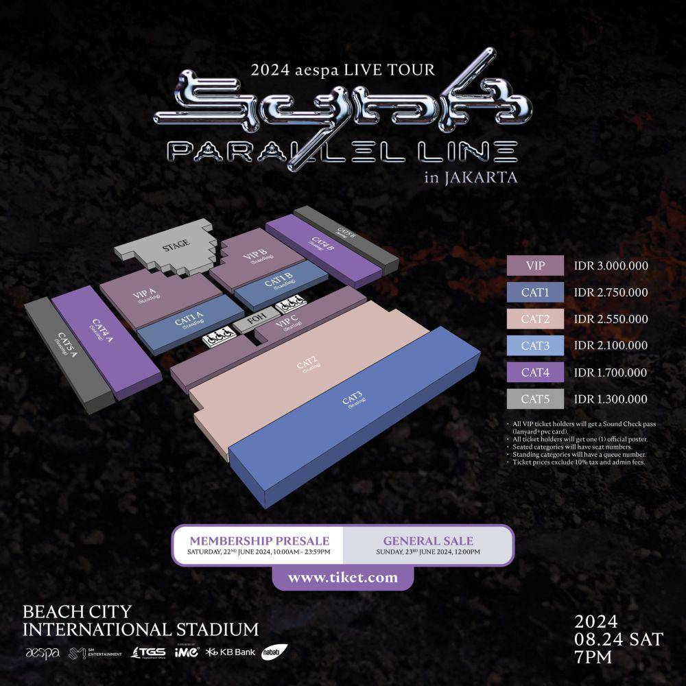 Seating plan dan harga tiket konser aespa di Jakarta 2024 (X.com/ime_indonesia)