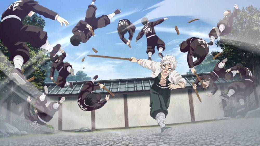 latihan keras Sanemi Shinazugawa (dok. ufotable/Demon Slayer: Kimetsu no Yaiba)