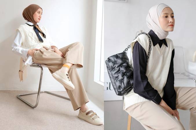 ide styling vest putih ala Inas Rana (instagram.com/inasrana)