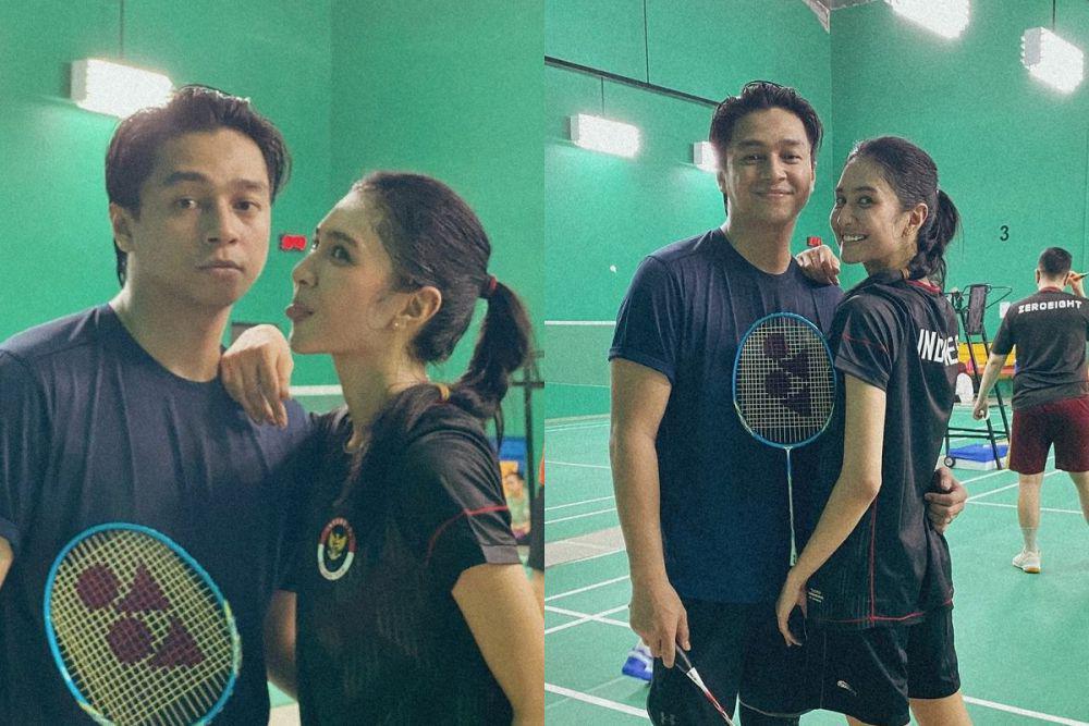 7 Potret Mikha Tambayong dan Deva Mahenra Badminton Bareng, Manis!