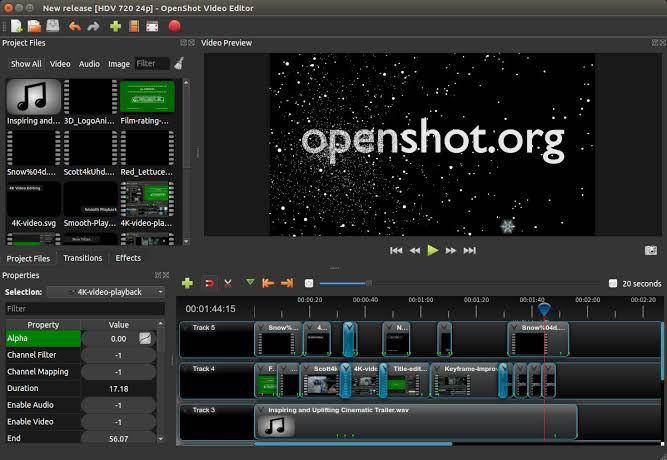 tampilan OpenShot (openshot.org)