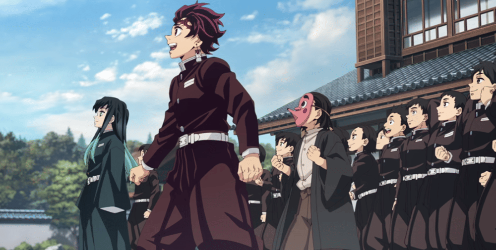 Seluruh peserta menerbangkan pesawat kertas bersama (dok. Ufotable/ Kimetsu no Yaiba Season 4 Hashira Training Arc)