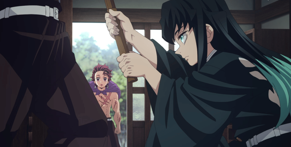 Tanjiro tiba di kediaman Muichiro (dok. Ufotable/ Kimetsu no Yaiba Season 4 Hashira Training Arc)