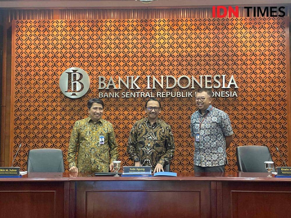 Deputi Gubernur Bank Indonesia Juda Agung, dalam Taklimat Media Kebijakan Insentif Likuiditas Makroprudensial. (IDN Times/Triyan).
