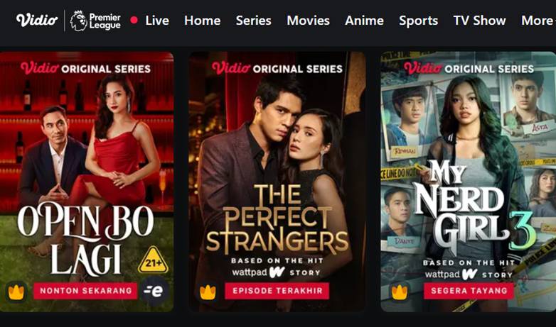 potret tampilan menu konten premium Vidio (dok. Vidio)