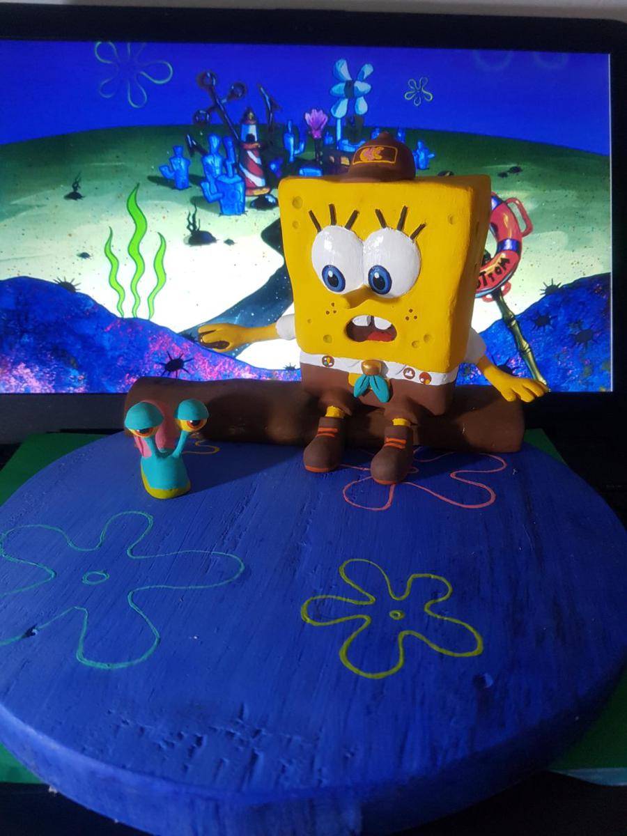 potret karya buatan tangan tema SpongeBob dari tanah liat (reddit.com/user/Muted_Possession6604)