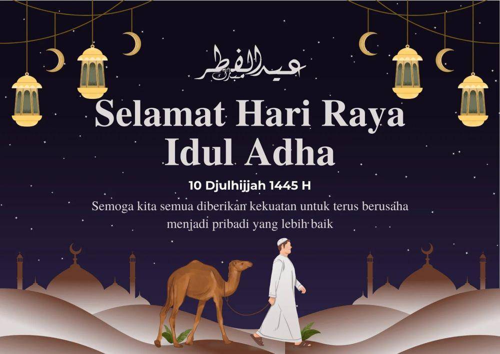 Ilustrasi kartu ucapan Idul Adha (Canva.com/FlyBets)