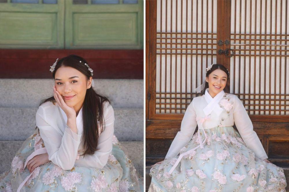 10 Photoshoot Lula Lahfah Pakai Hanbok di Korea Selatan, Susah Jalan!