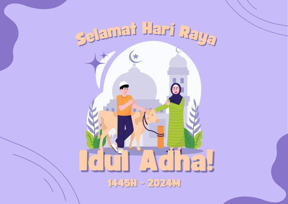 Ilustrasi kartu ucapan Idul Adha (Canva.com/Inkofert)